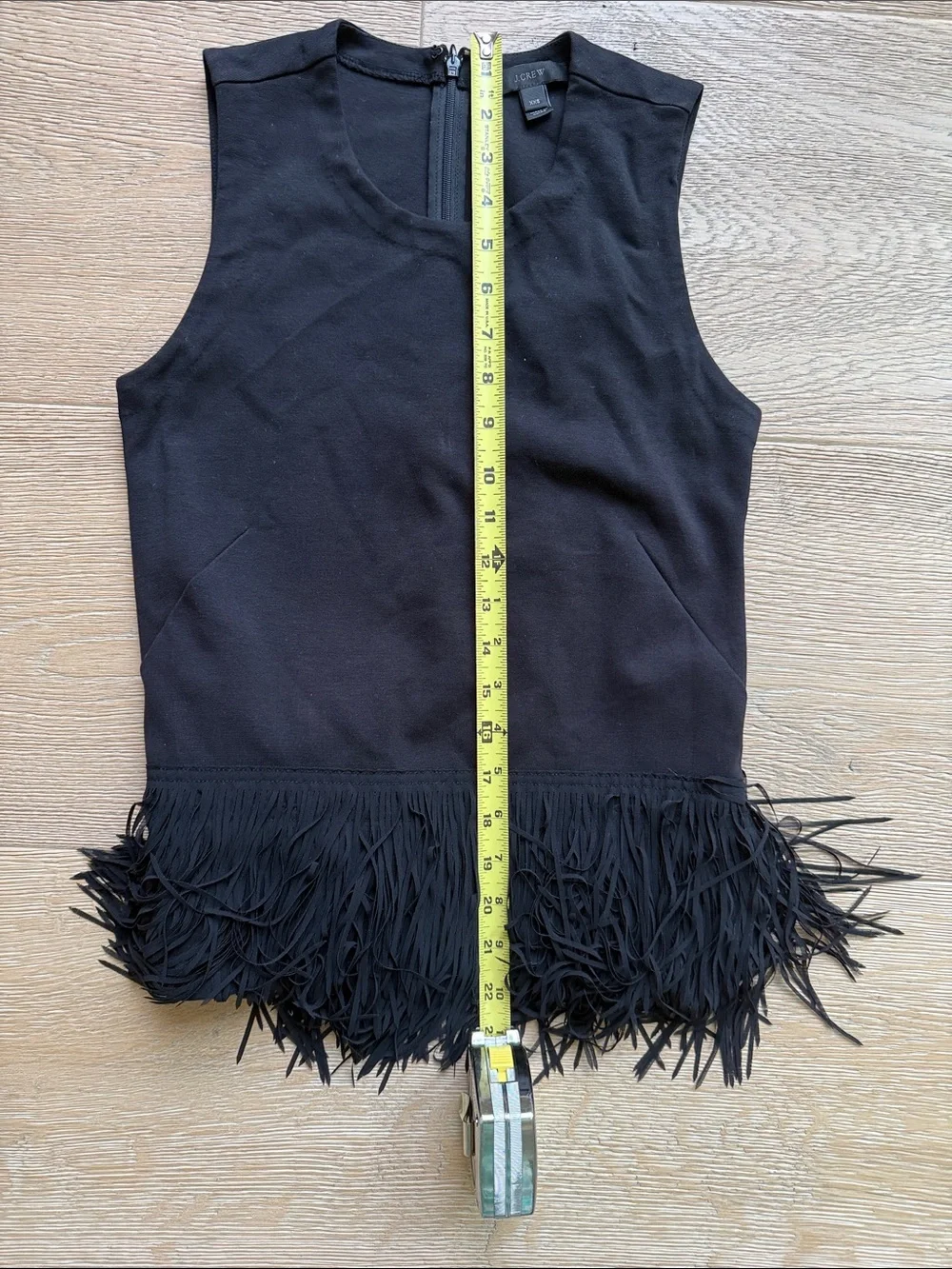 Vintage J.Crew Black Fringe-Hem Tank Top | XXS | Sleeveless Statement Top